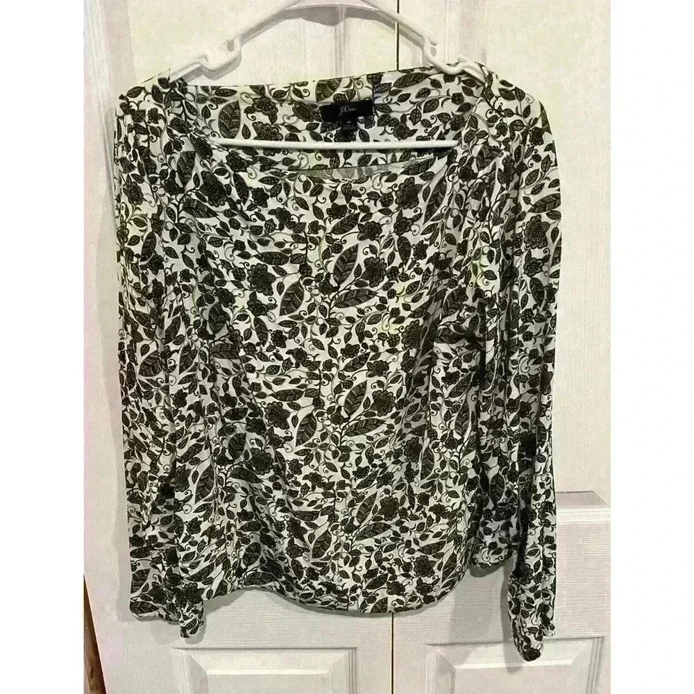 J Crew Sz Medium Floral Paisley Long Sleeve Top 100% Viscose
